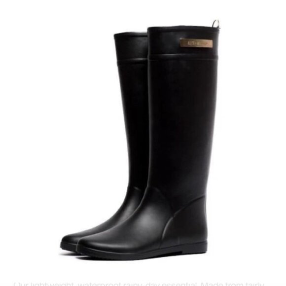 ALICE + WHITTLES Classic Black Riding Rain Boot Sz 8 - Picture 7 of 10